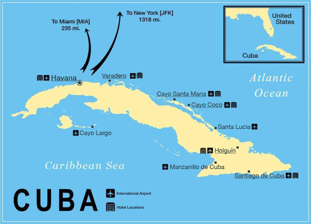 Mapa de los aeropuertos de Cuba