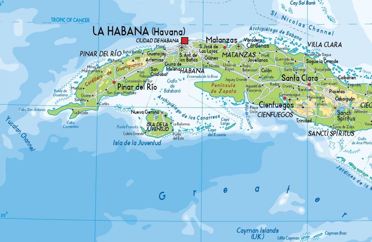 Mapa del norte de Cuba