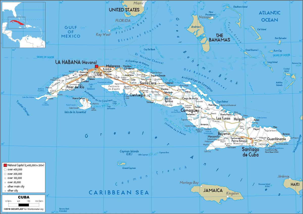 Mapa de conducción de Cuba