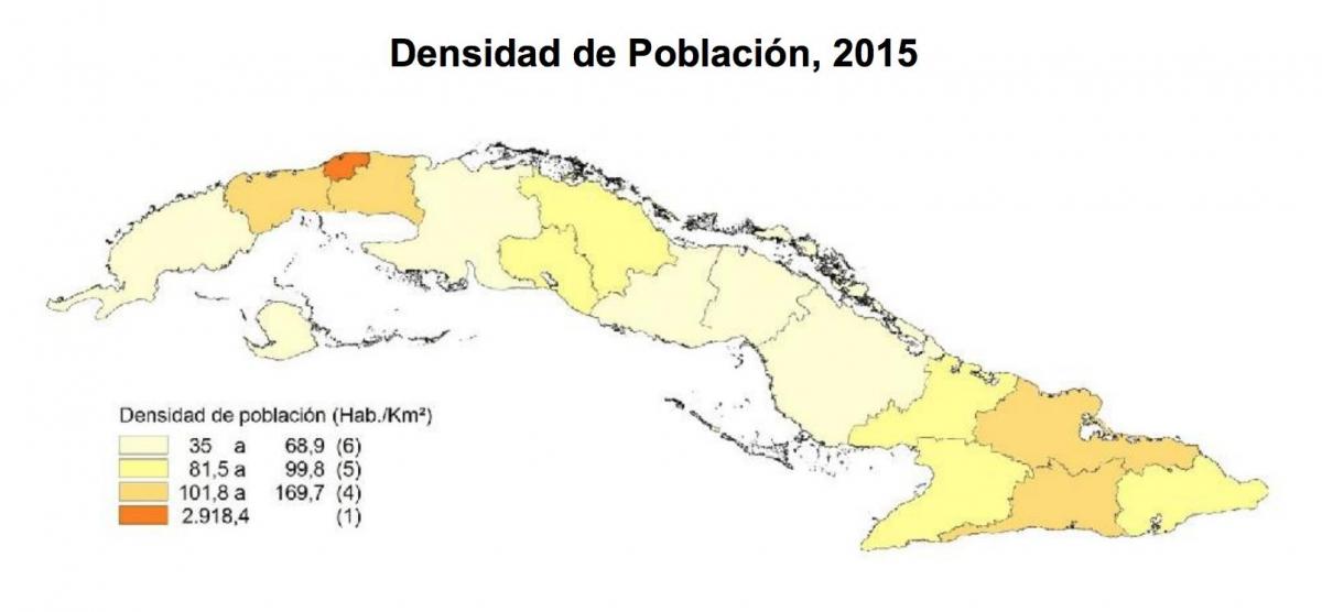Mapa de densidad de Cuba
