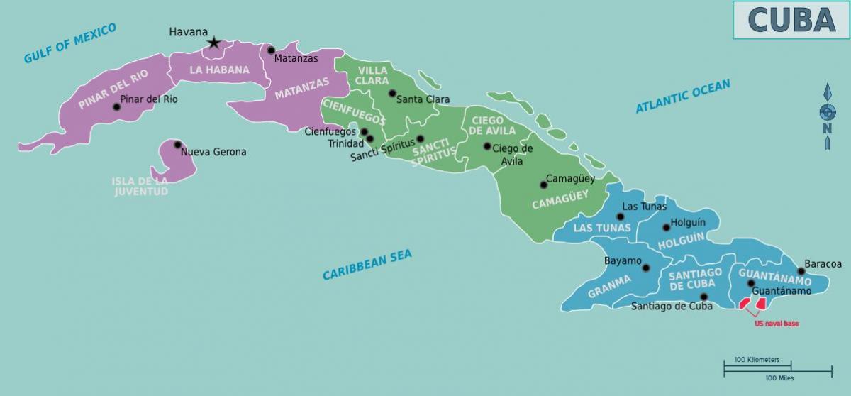 Mapa de zonas de Cuba